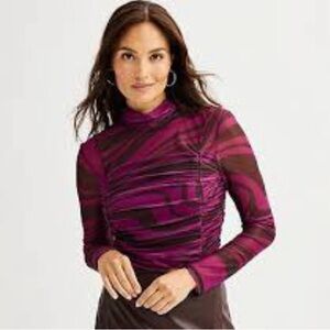 NEW Nine West Mesh Ruched Bodysuit